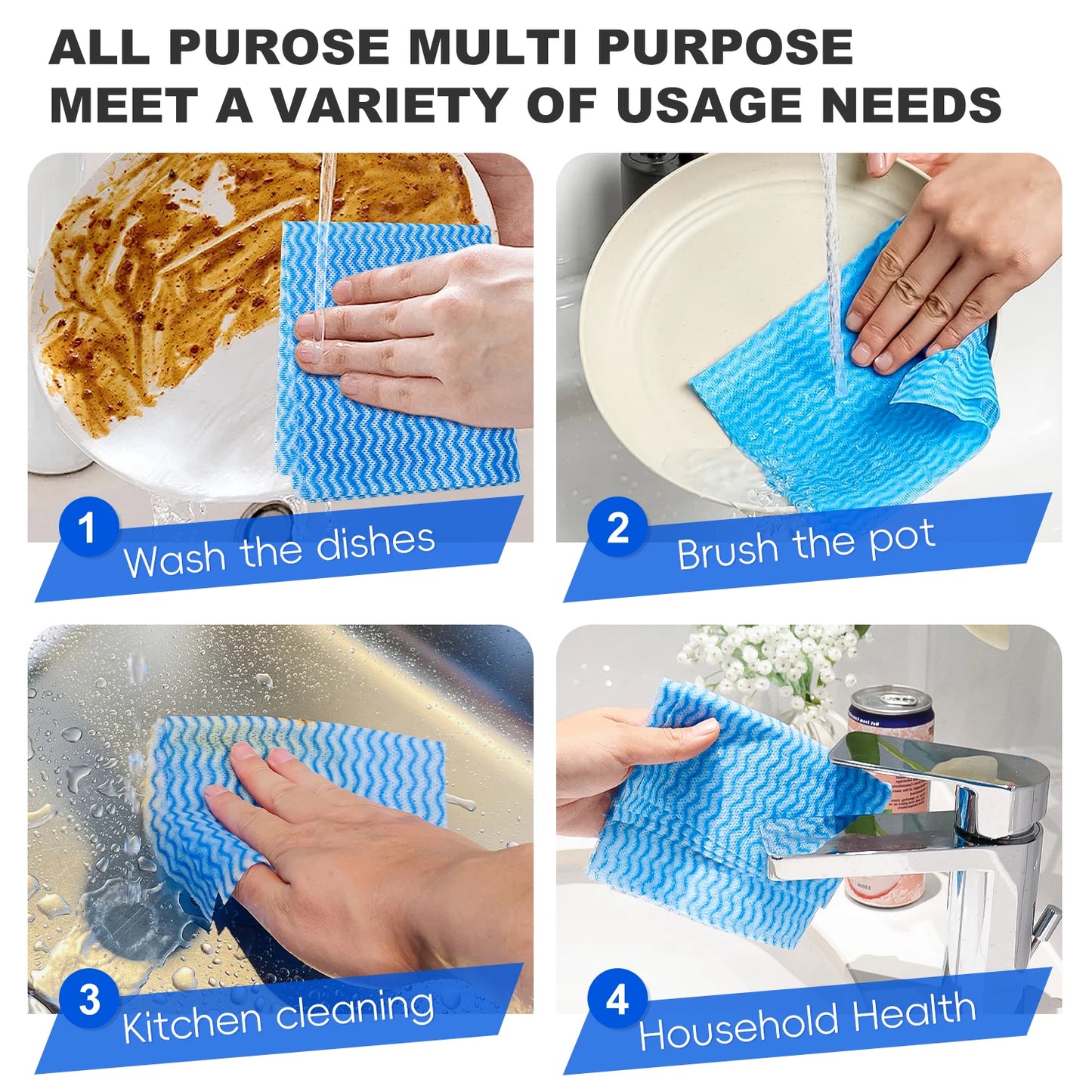 Disposable Nonwoven Dish Cloths, Light Duty Paper Towels for Kitchen and Home Cleaning,