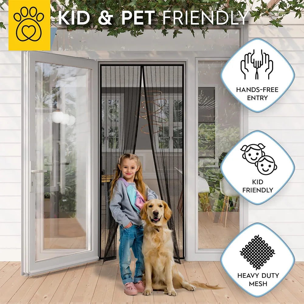Magnetic suction door curtain, magnetic strip, mosquito proof handmade magnetic soft yarn door curtain
