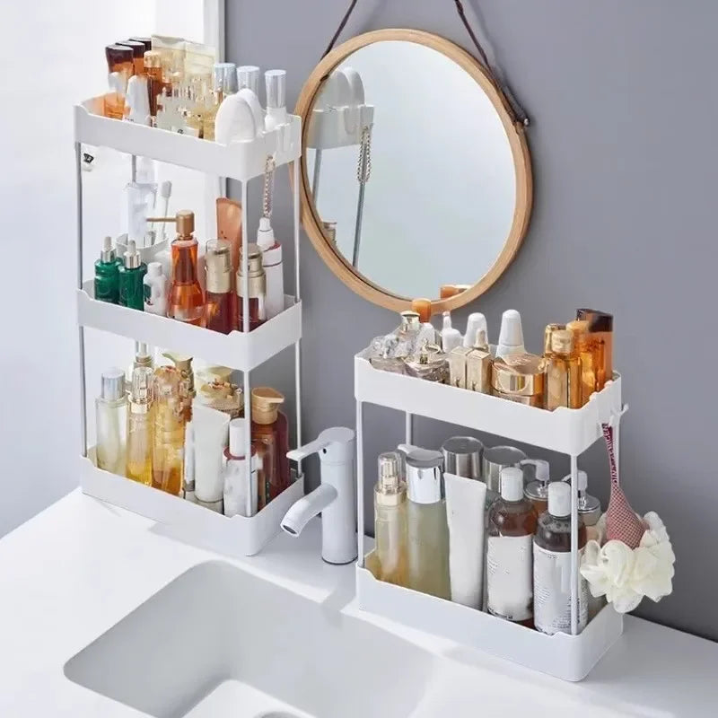 Space Saving Bathroom Storage Rack Multilayer Organizer for Toilet Vanity Cosmetics Standing Shelf with Easy Assembly