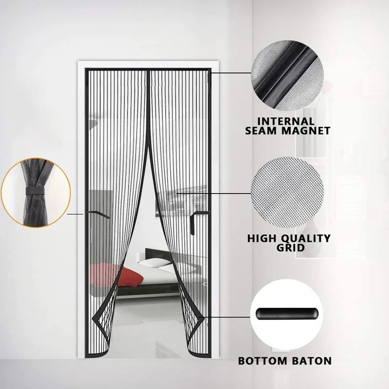 Magnetic suction door curtain, magnetic strip, mosquito proof handmade magnetic soft yarn door curtain