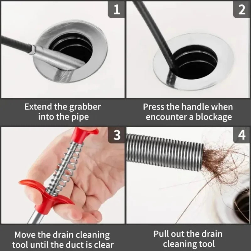 Flexible Spring Drain Unblocker for Sink Tub Kitchen KitchenBending Sink Tool