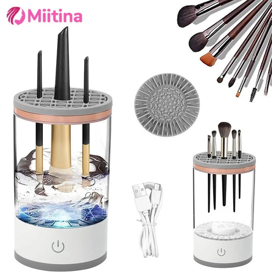 3 In 1 USB Plug Portable Electric Makeup Brush Cleaner with Rubber Makeup Machine