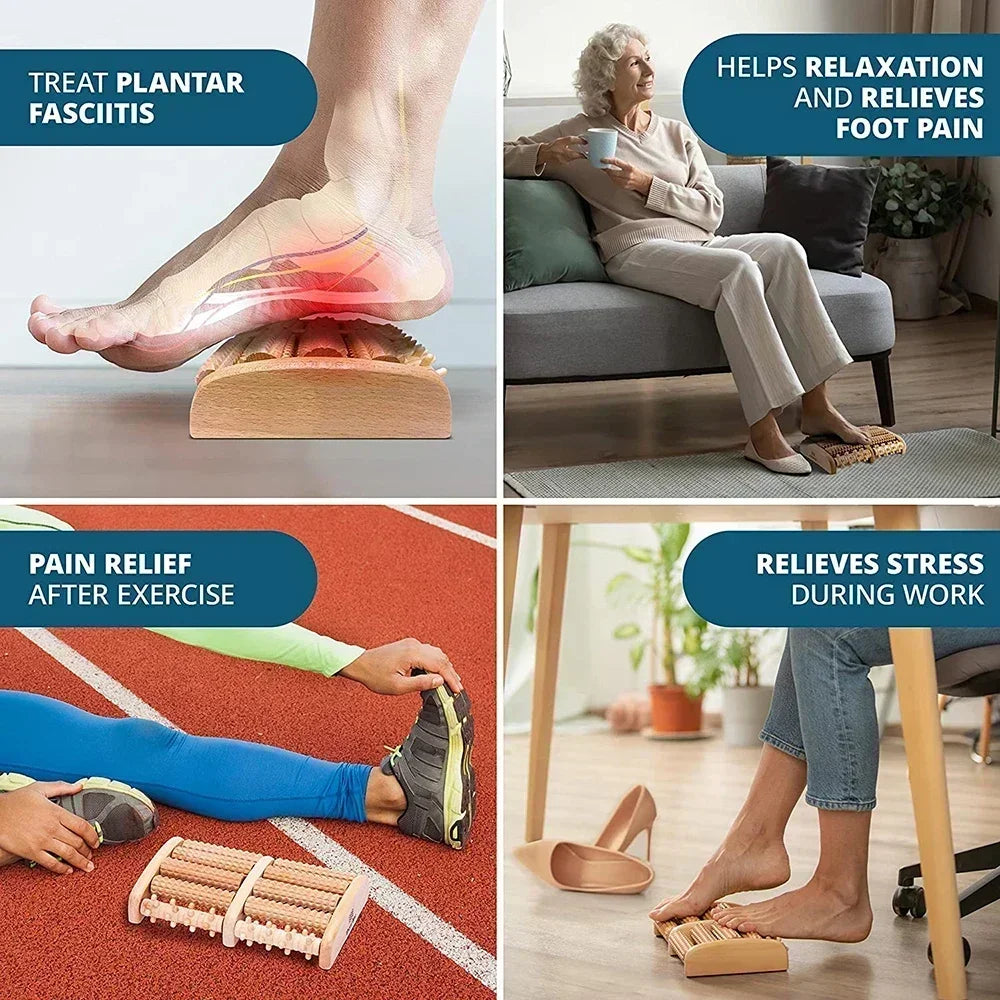 Wooden Foot Roller Wood Care Massage Reflexology Muscle Relax Relief Massager
