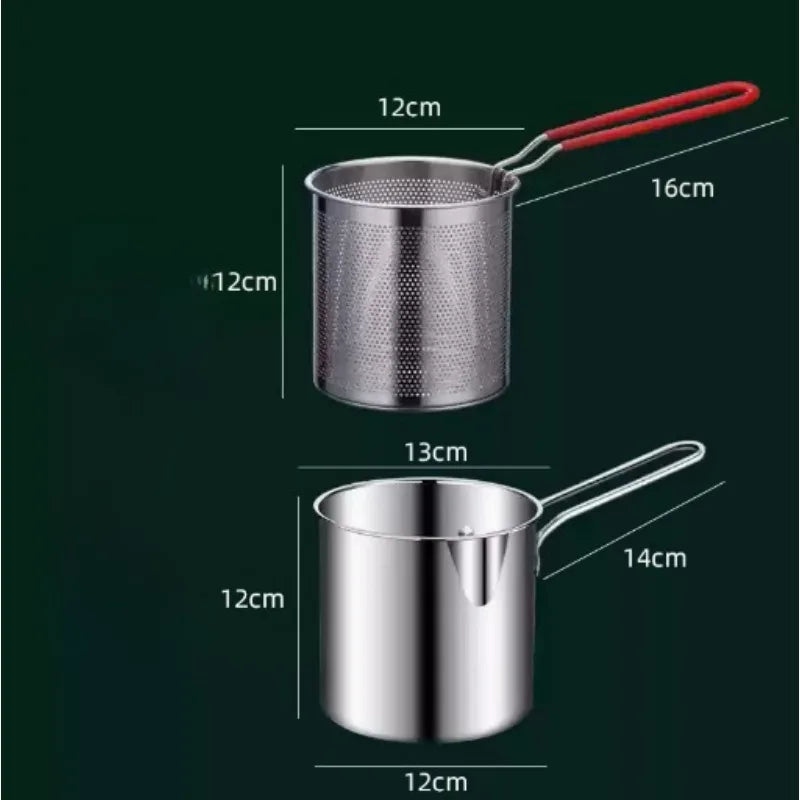 1200ml Small Stainless Steel Deep Fryer Pot with Long Handle