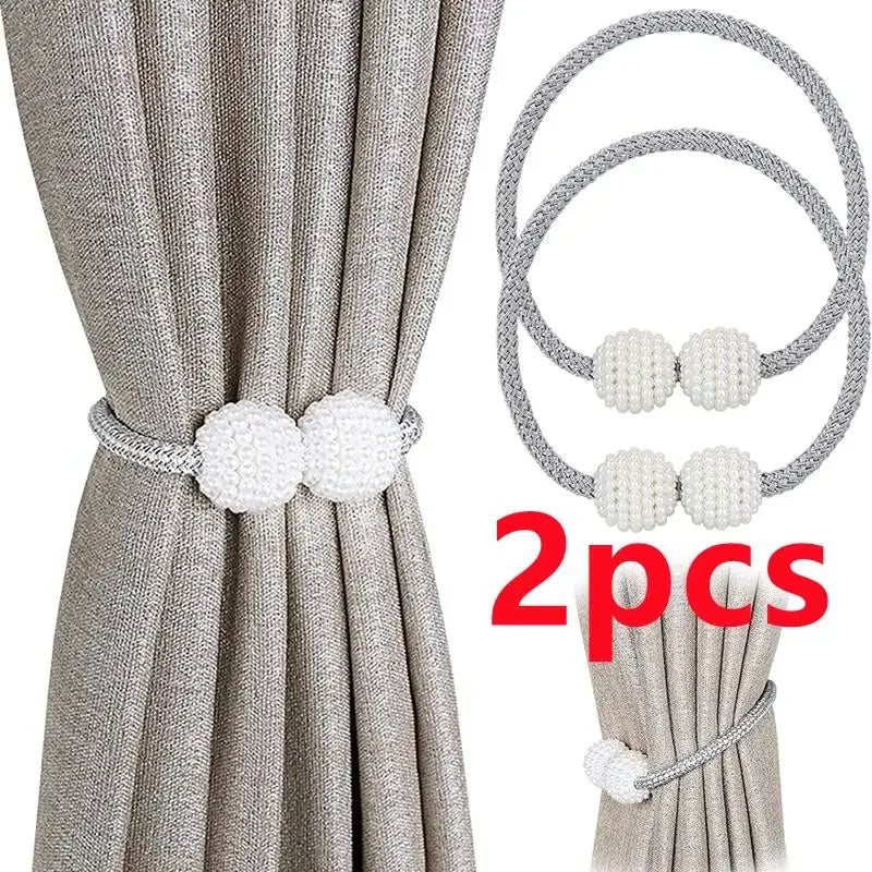 2PCS Pearl Magnetic Curtain Clip Curtain Holders Tie Back Buckle Clips Hanging Ball