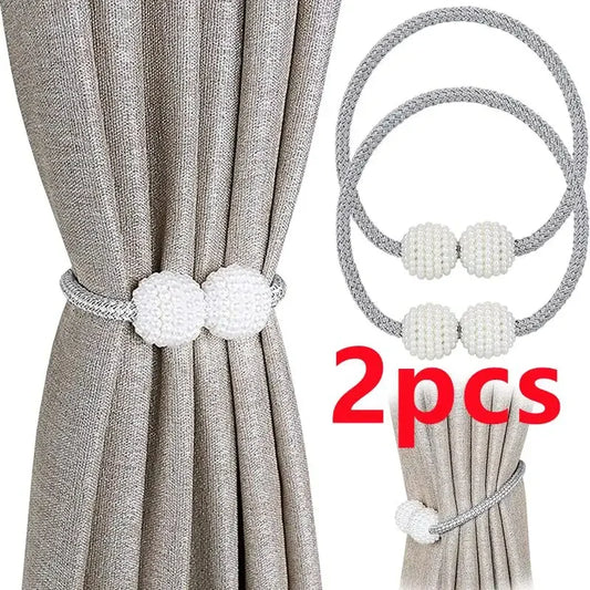 2PCS Pearl Magnetic Curtain Clip Curtain Holders Tie Back Buckle Clips Hanging Ball