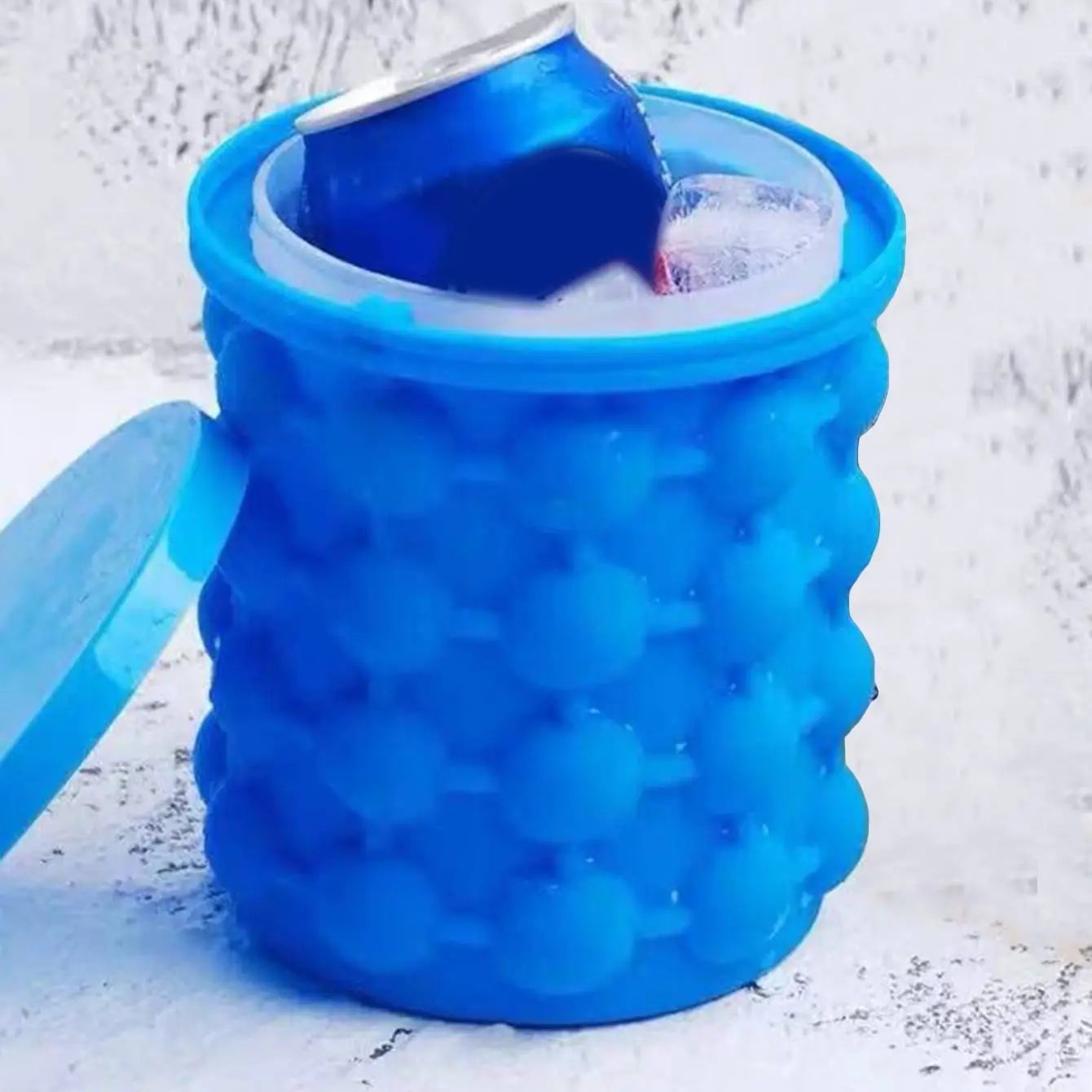 Silicone Ice Cube Genie Bucket – Easy Press Ice Maker with Storage Container