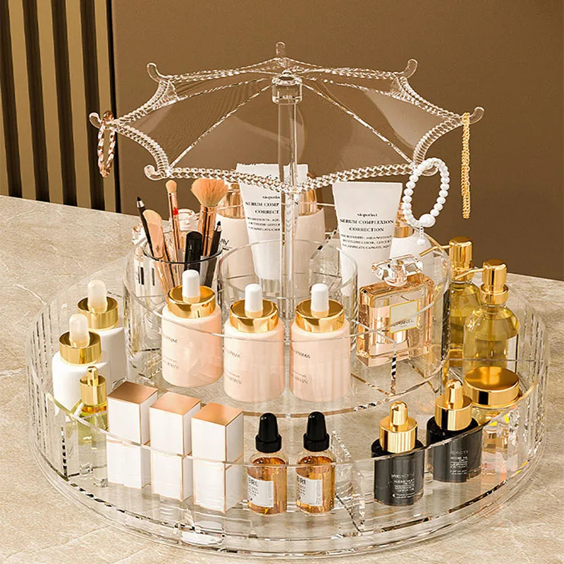 New Transparent Makeup Organizers with 360 Degree Rotation Storage Shelf