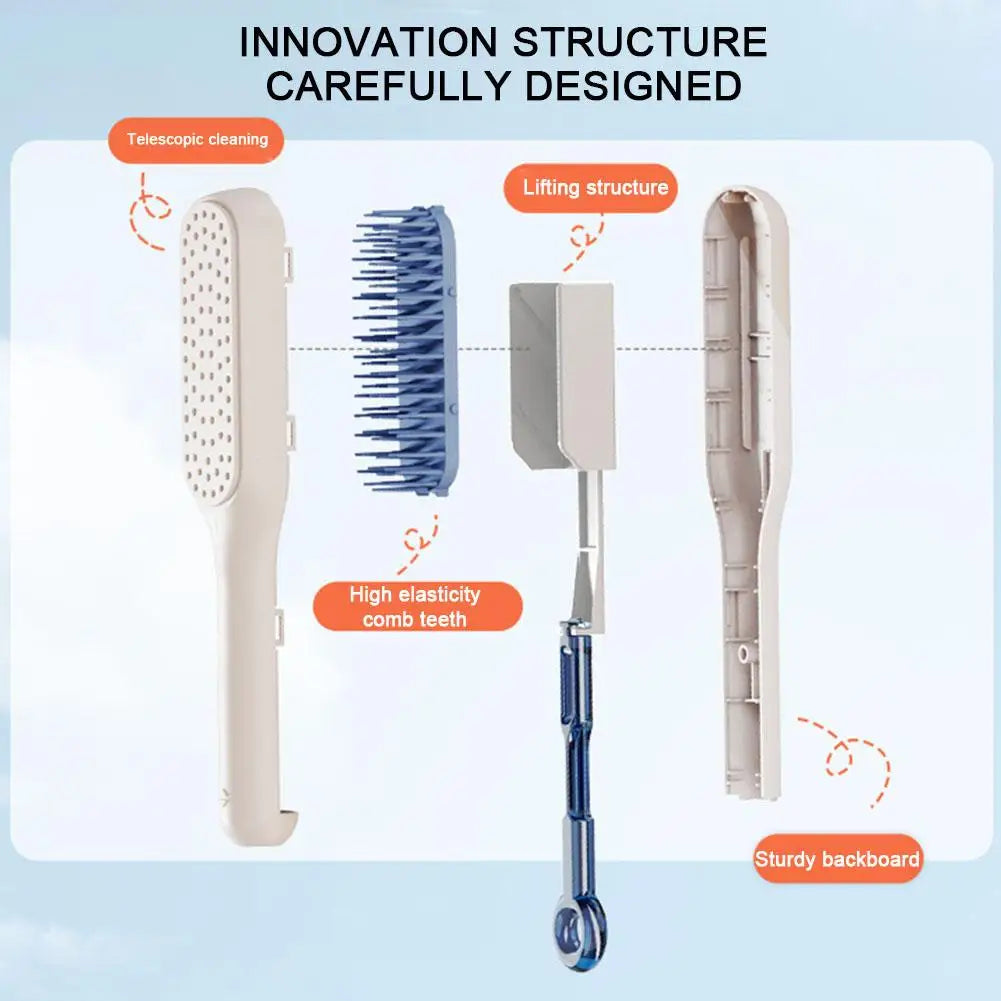 Retractable Comb Self-cleaning Hair Brush Anti-static