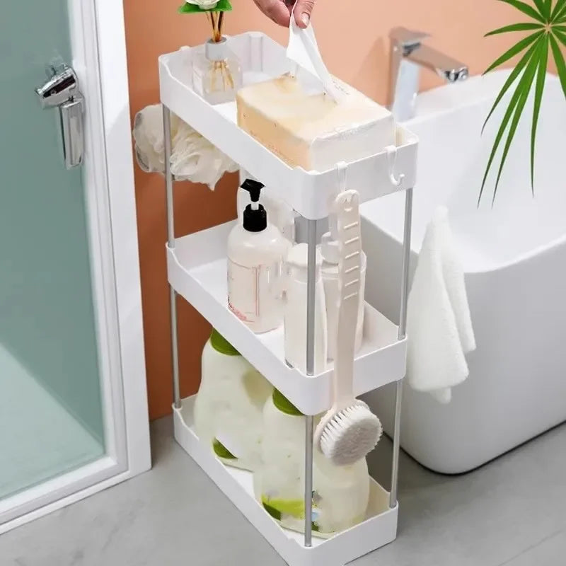 Space Saving Bathroom Storage Rack Multilayer Organizer for Toilet Vanity Cosmetics Standing Shelf with Easy Assembly