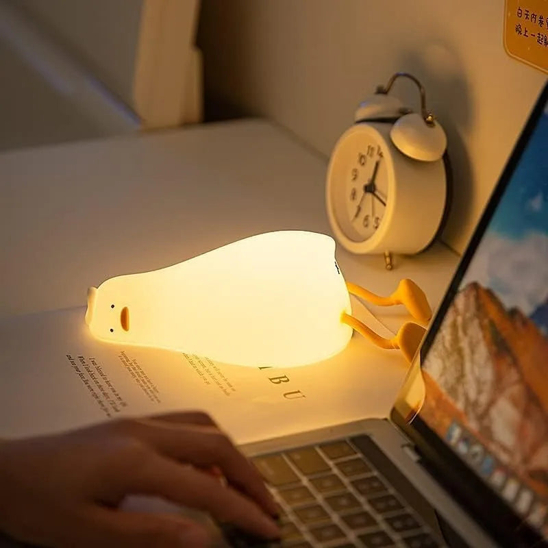 LED Duck Night Light Rechargeable Touch Silicone Cartoon Clap