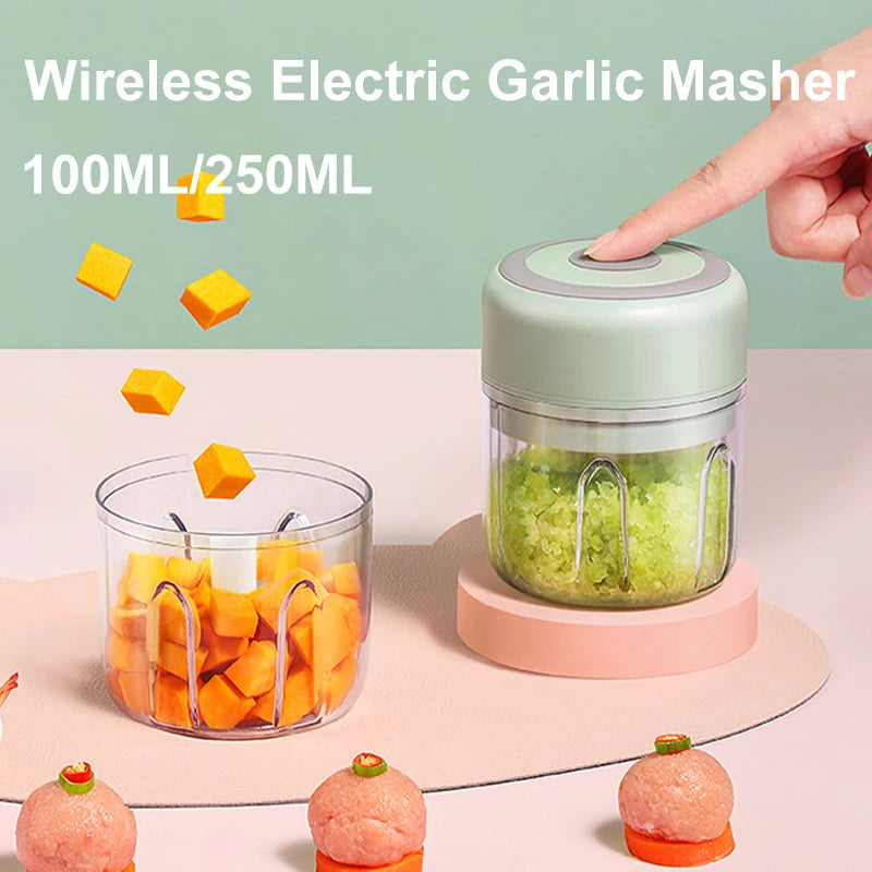 Electric Mini Garlic Chopper, 250ML Food Chopper Garlic Mincer USB,