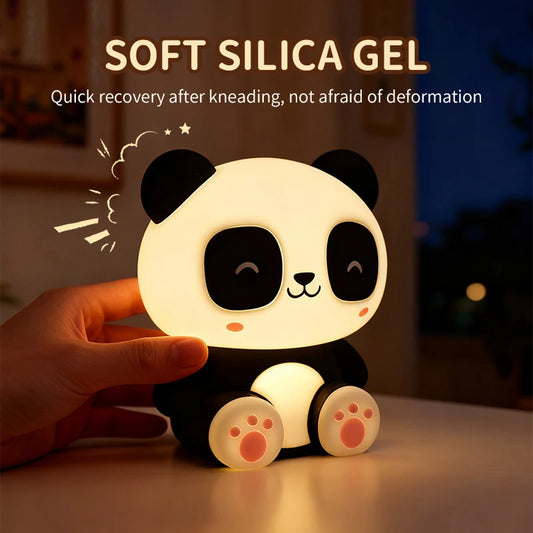 New Panda Night Light,Rechargeable Table Lamp,Touch-Control Dimming