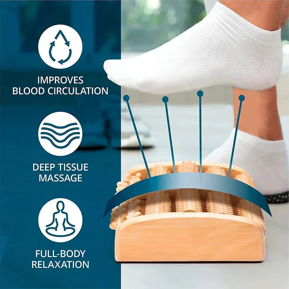 Wooden Foot Roller Wood Care Massage Reflexology Muscle Relax Relief Massager