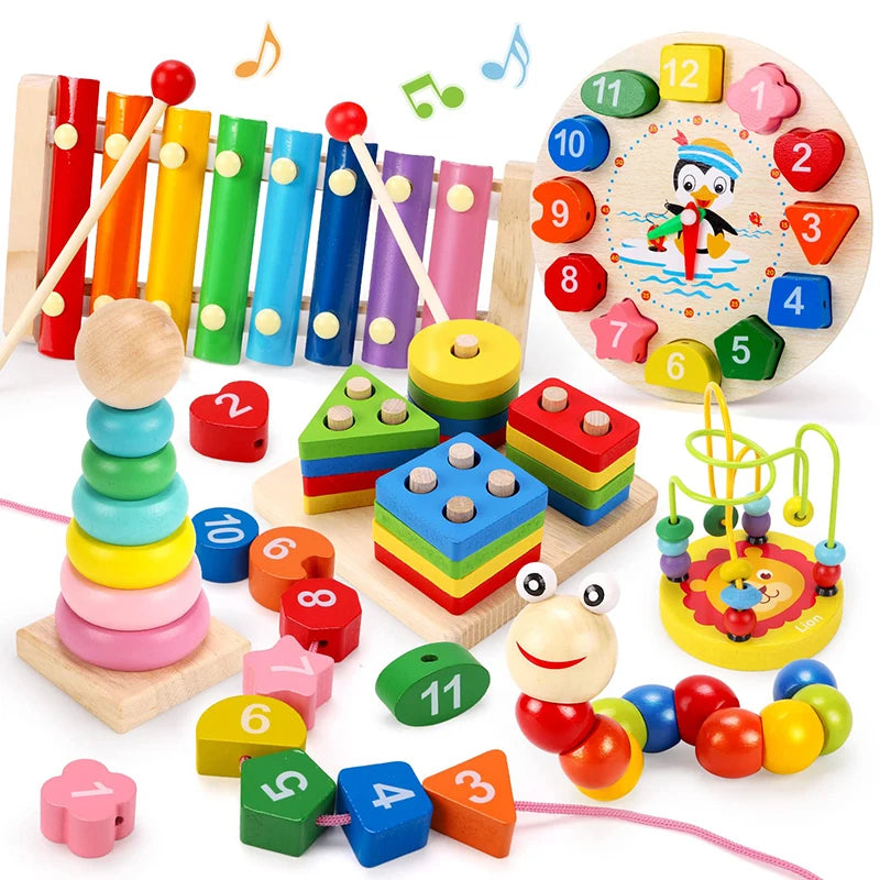 60 6pcs/set Montessori Wooden Toys for Babies Boy Girl Gift