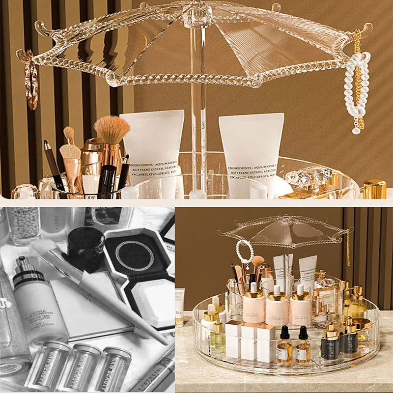 New Transparent Makeup Organizers with 360 Degree Rotation Storage Shelf