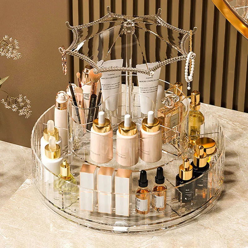 New Transparent Makeup Organizers with 360 Degree Rotation Storage Shelf