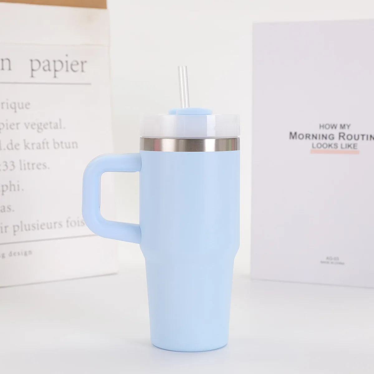 Car Mug with Handle Double-layer Vacuum Coffee Cup Portable Sport Water Bottle