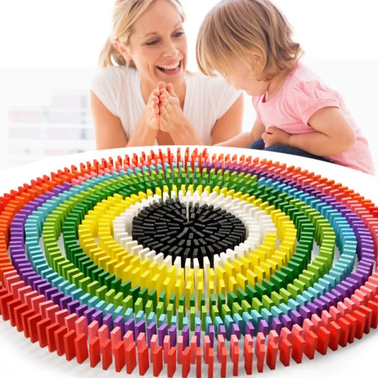 New Kids 120/240pcs Children Color Sort Rainbow Wood Domino Blocks