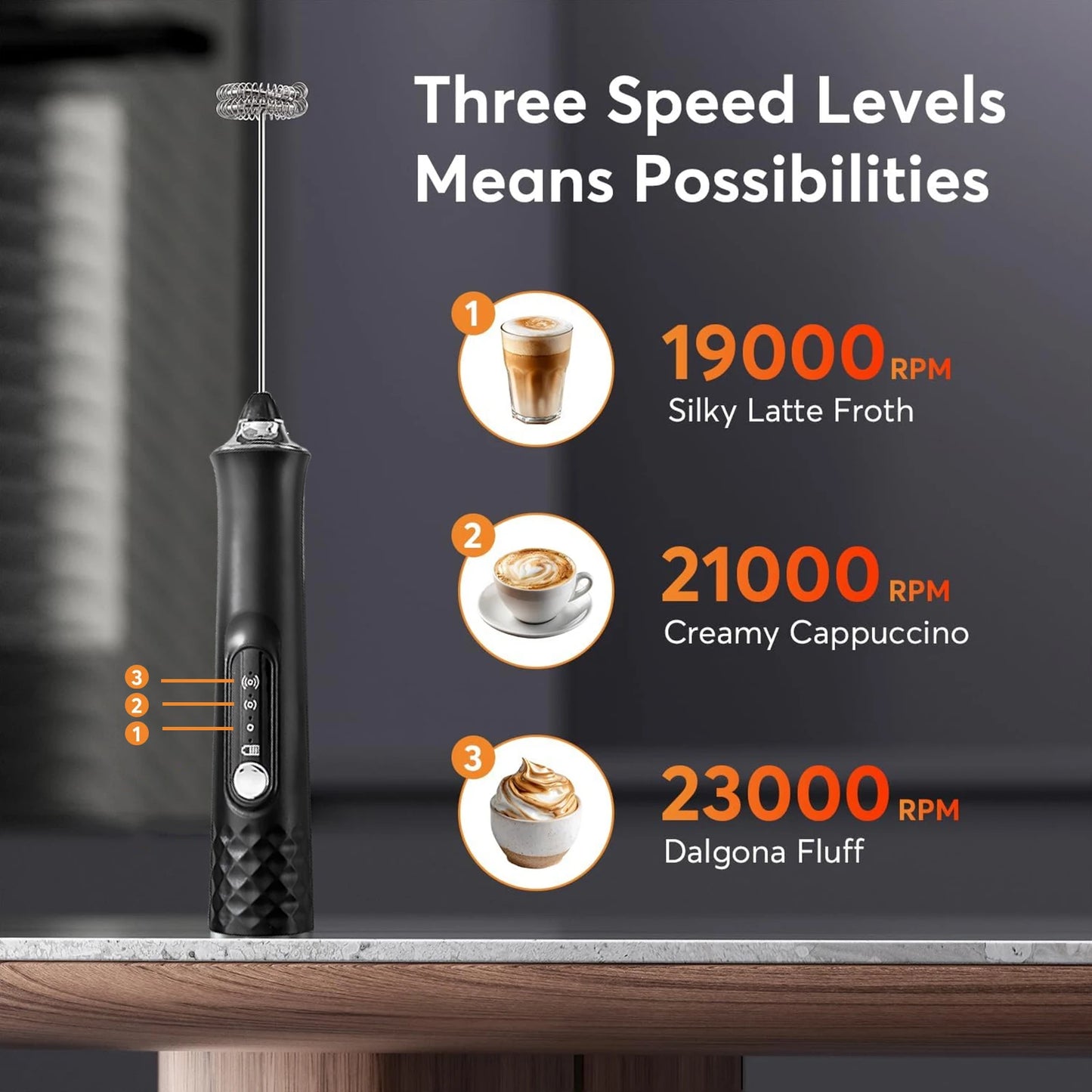 Milk Frother Wand Coffee Frother Handheld Foam Maker For Latte Rechargeable Electric Milk