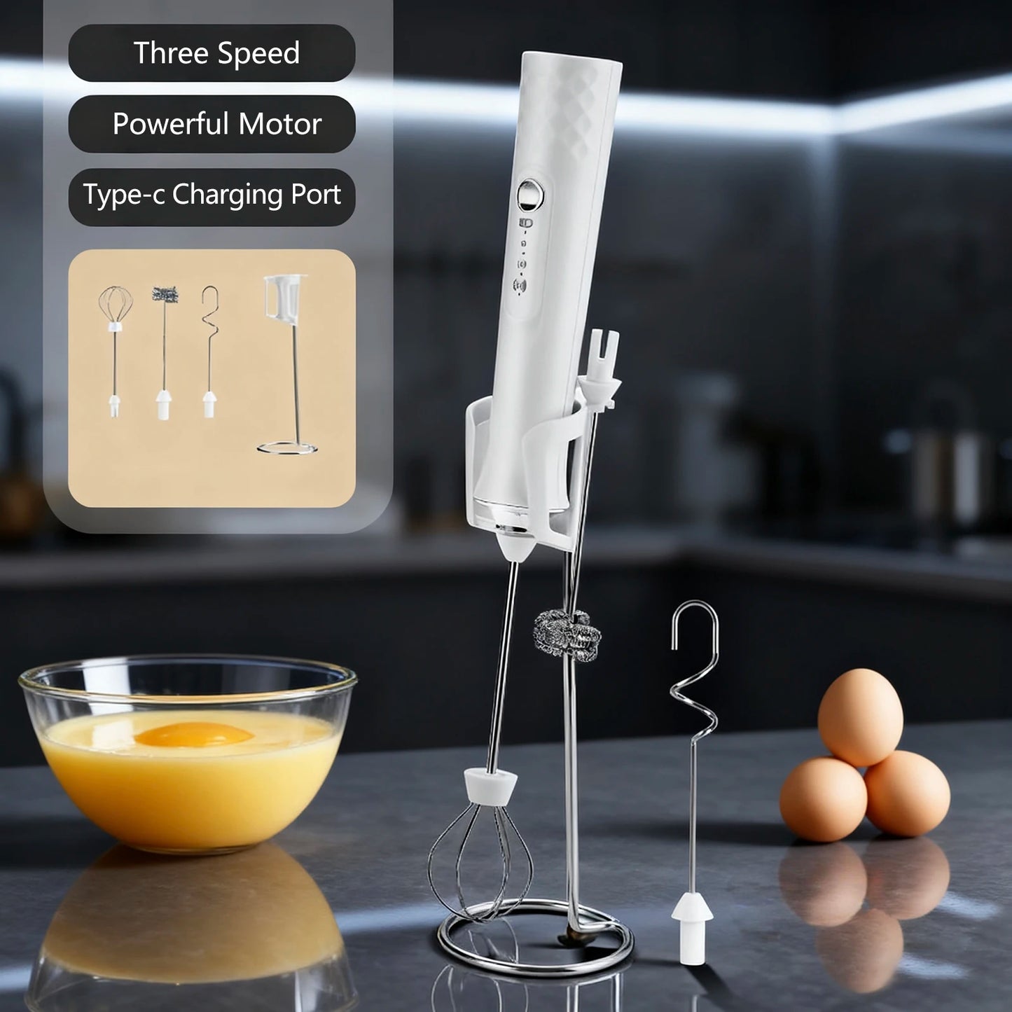 Milk Frother Wand Coffee Frother Handheld Foam Maker For Latte Rechargeable Electric Milk