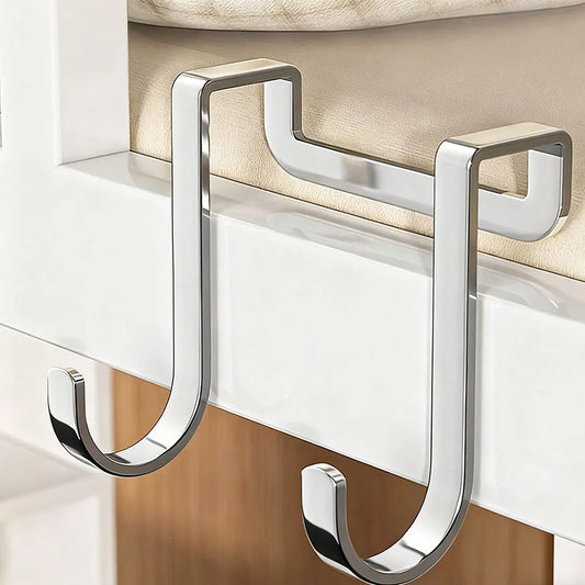 Stainless steel bedside cabinet door hook, student dormitory double hook, S-shaped hook, bathroom hanging clothes