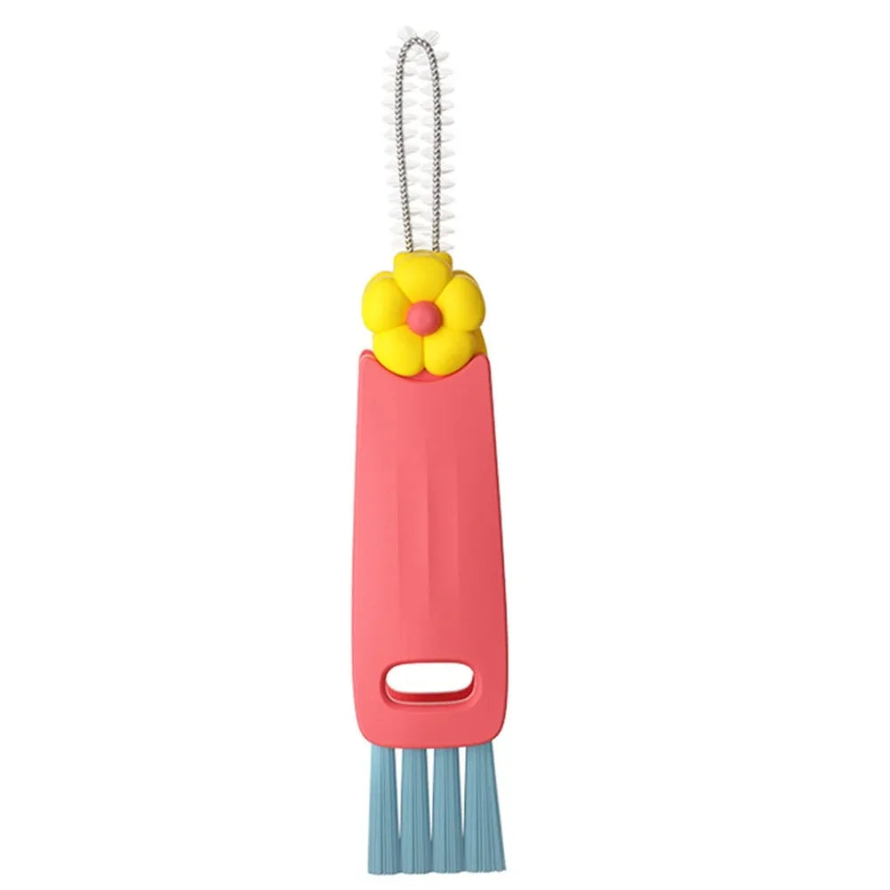 3 in 1 Cup Lid Cleaning Brush with Flower Shaped Top and Hanging Hole 360 No Dead Angle Cleaner
