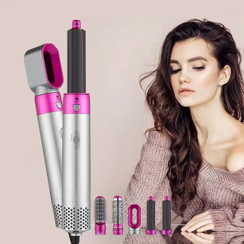 Five-In-One Automatic Curling Iron Brush Straight And Curl Hair Styling Comb