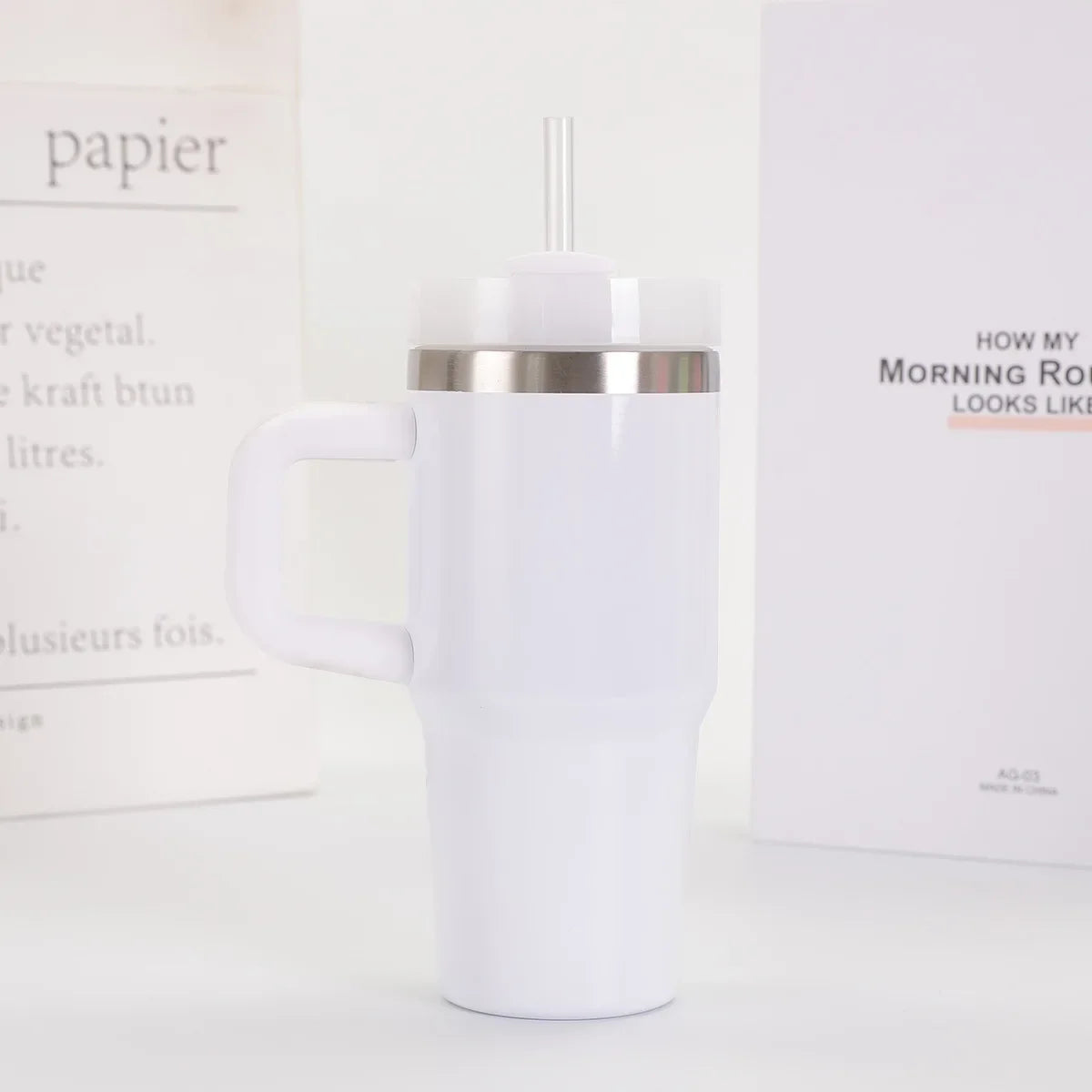 Car Mug with Handle Double-layer Vacuum Coffee Cup Portable Sport Water Bottle