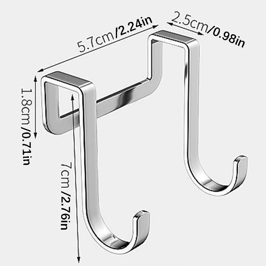 Stainless steel bedside cabinet door hook, student dormitory double hook, S-shaped hook, bathroom hanging clothes