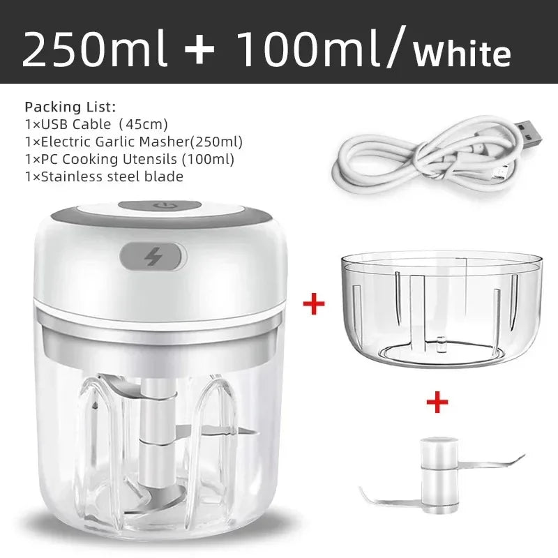 Electric Mini Garlic Chopper, 250ML Food Chopper Garlic Mincer USB,