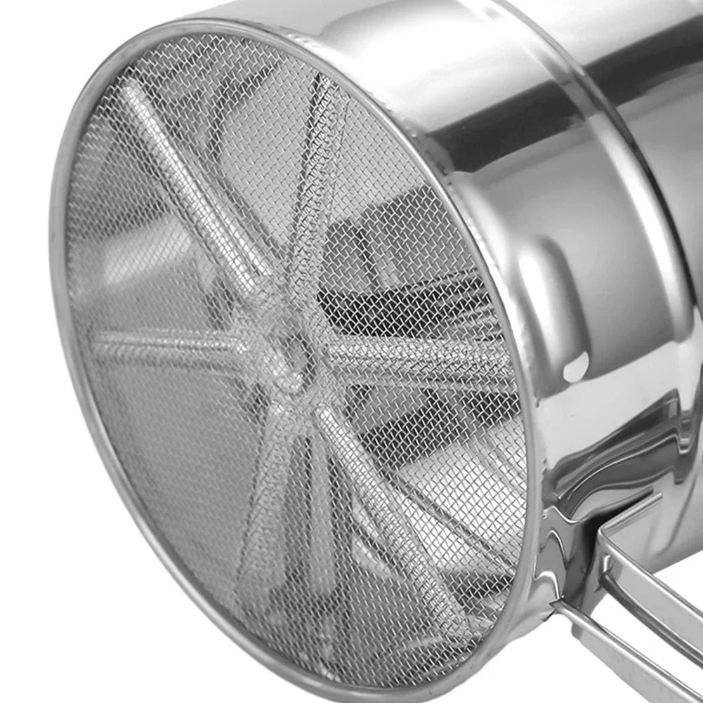 Stainless Steel Flour Sifter For Baking Powder Sugar Shaker With Hand Press Design