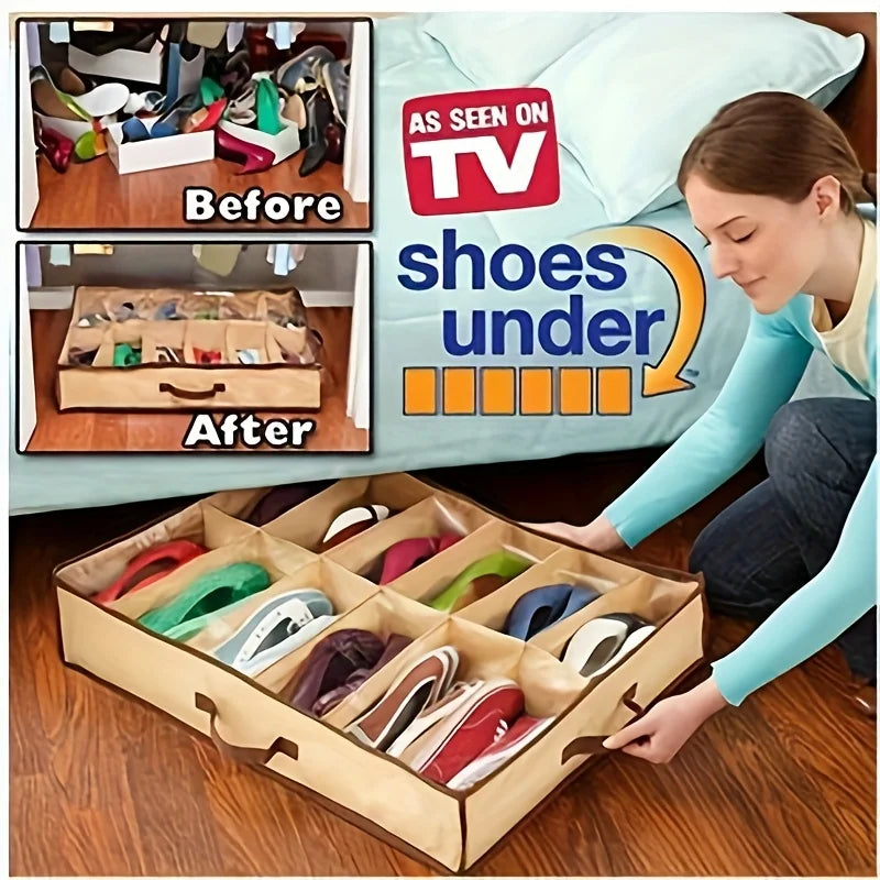 12-Grid Transparent Shoe Organizer