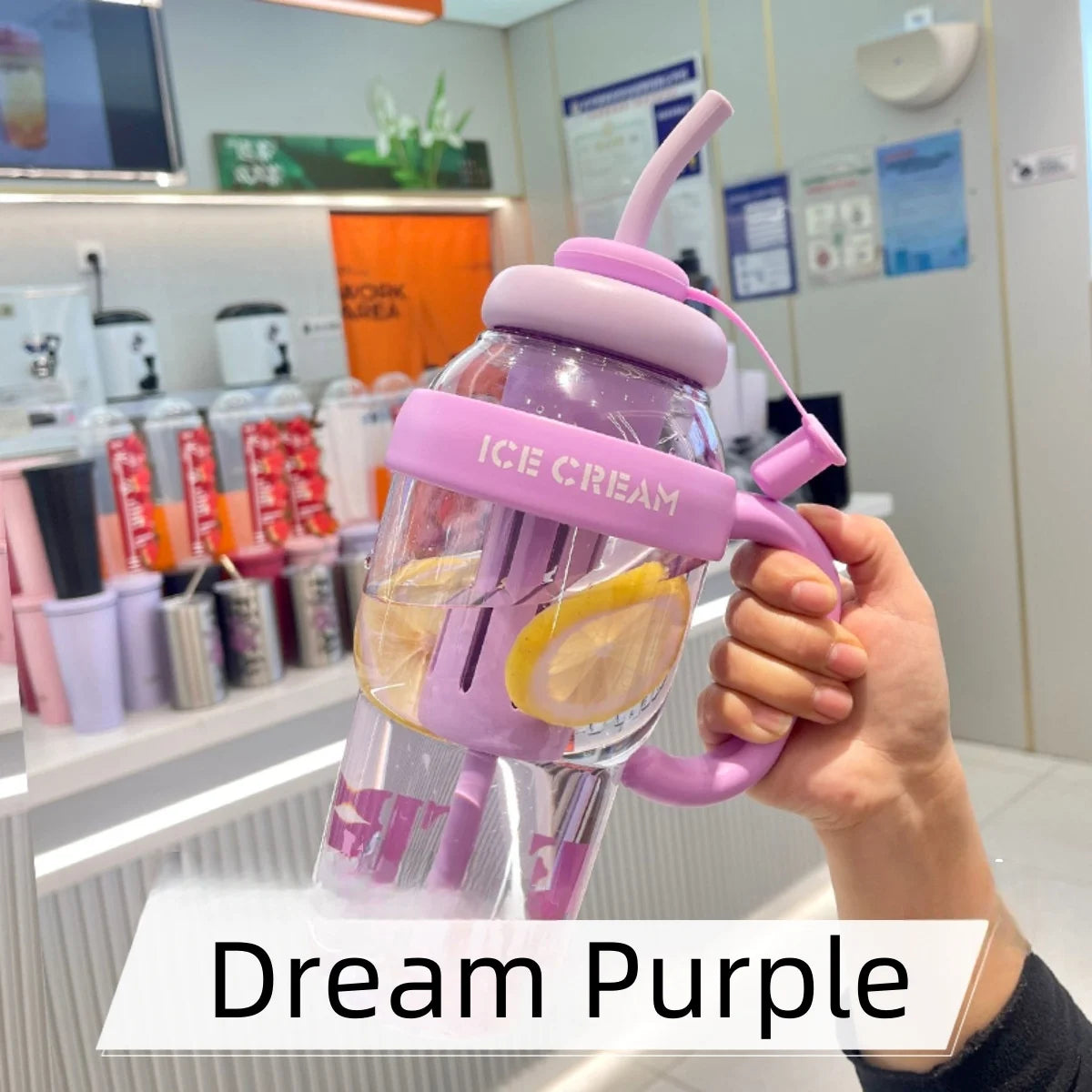 1300ML Large Capacity Plastic Water Bottle Cute Portable Children's Plastic Cup Leakproof