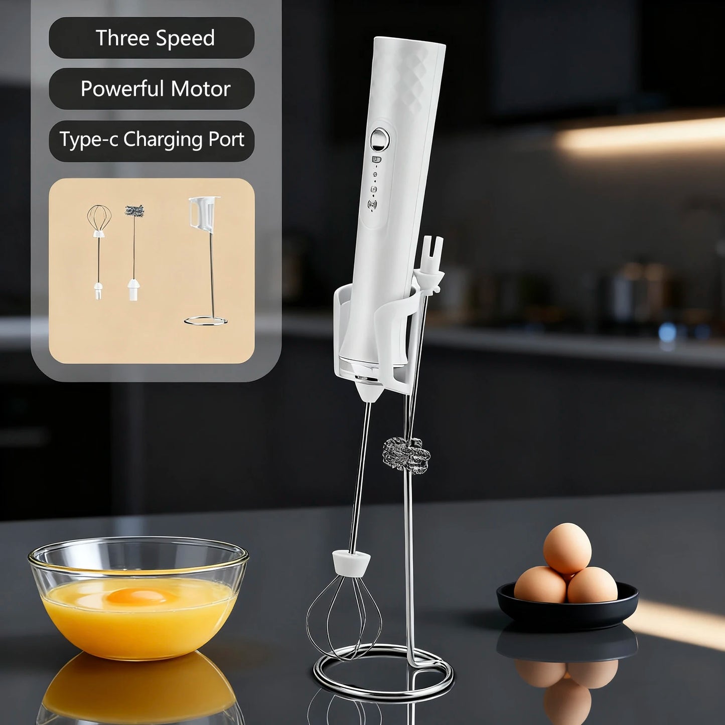 Milk Frother Wand Coffee Frother Handheld Foam Maker For Latte Rechargeable Electric Milk