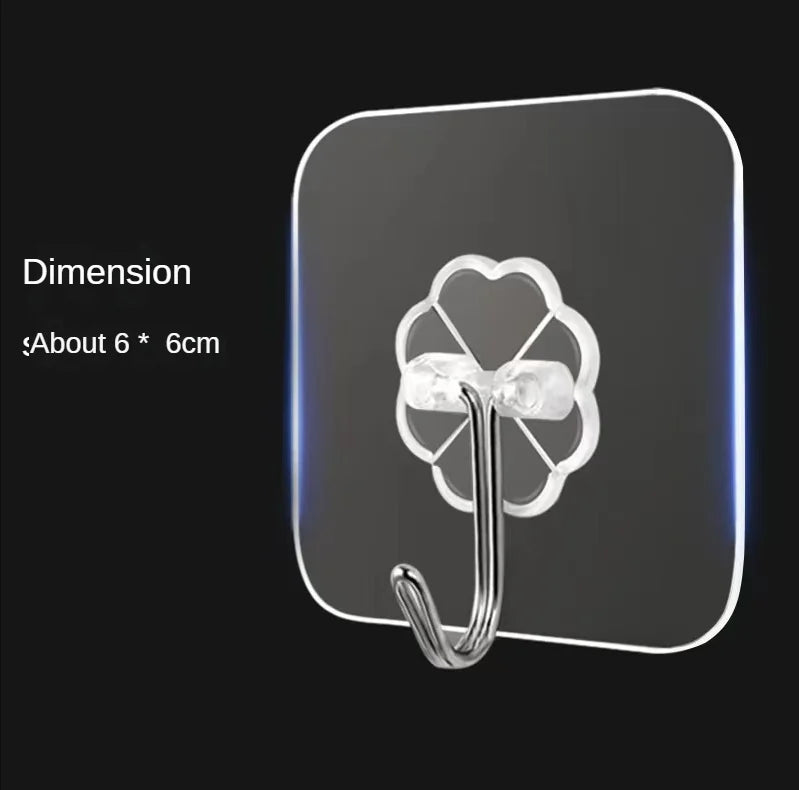Transparent Strong Self Adhesive Hook Nail-free Wall Hook Kitchen Bathroom