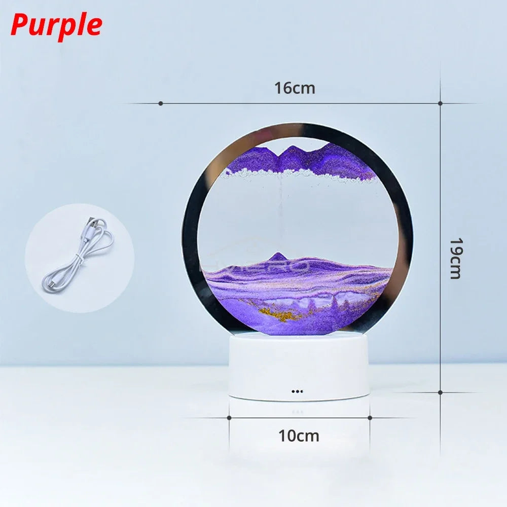 3D Moving Sand Art Picture Round Glass Deep Sea Sandscape Hourglass Quicksand Craft