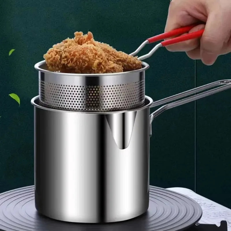 1200ml Small Stainless Steel Deep Fryer Pot with Long Handle