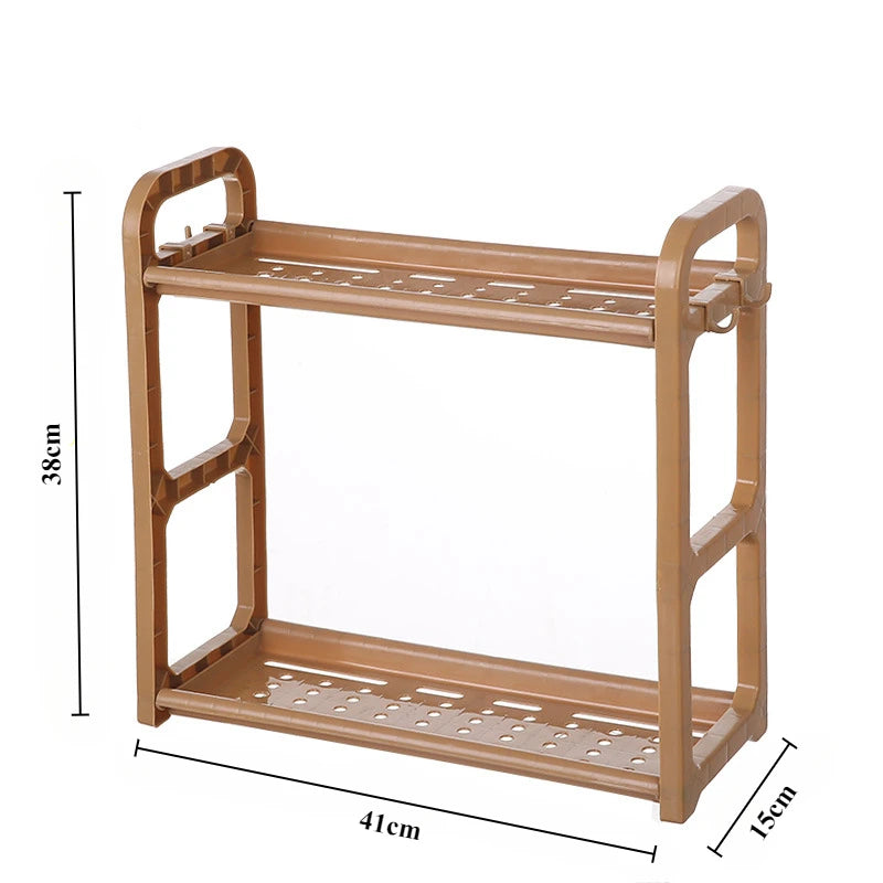 Kitchen Organizer Shelf Double-Deck Household Plastic Portable Small Size Storages Rack