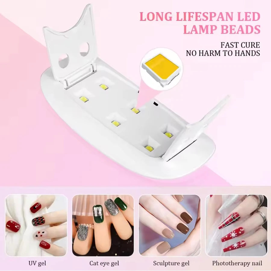 6W Mini Nail Dryer Machine Portable LED UV Manicure Lamp Home Use Nail Lamp