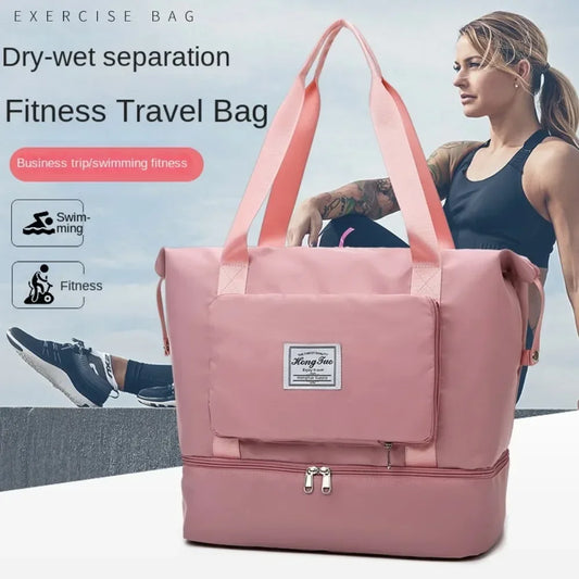 2024 Fashion Fitness Travel Bag Dry Wet Separation Folding Tote Bag Large Capacity Waterproof Outdoor Storage Bag