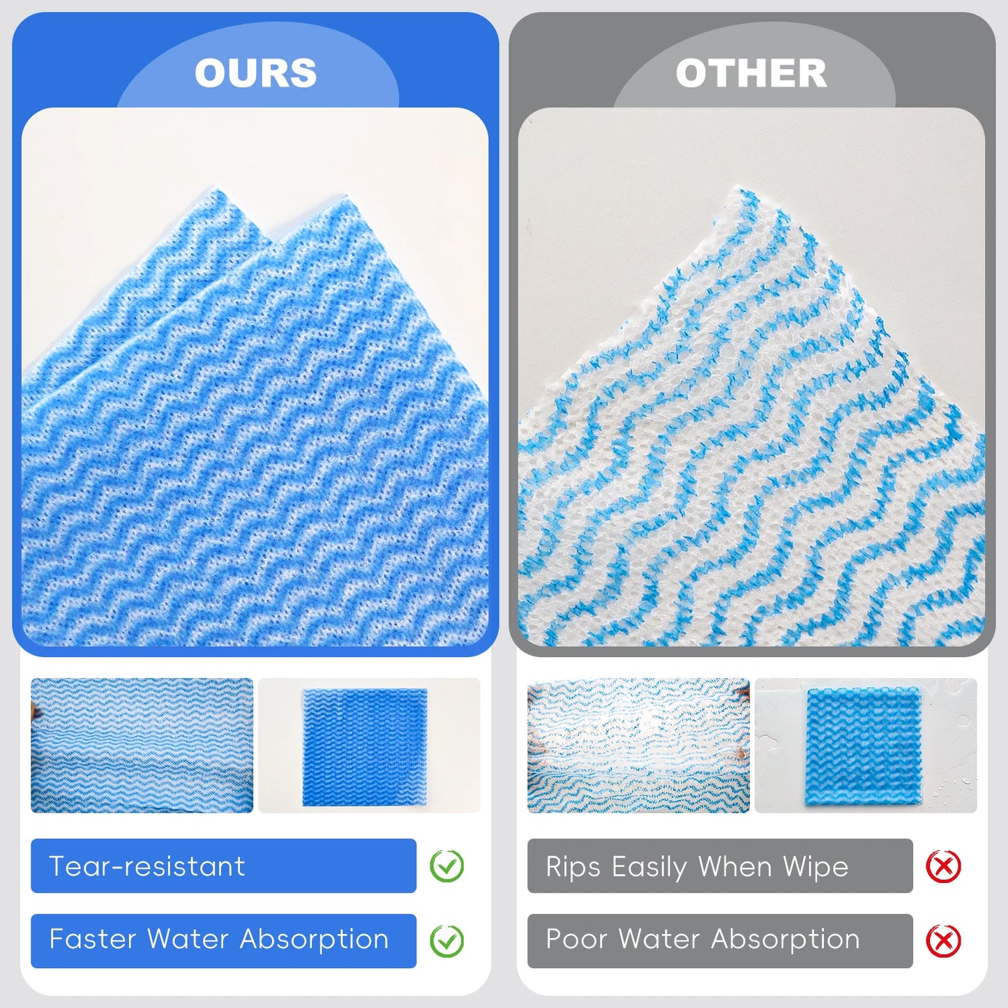 Disposable Nonwoven Dish Cloths, Light Duty Paper Towels for Kitchen and Home Cleaning,