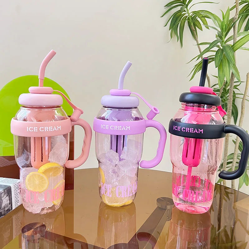 1300ML Large Capacity Plastic Water Bottle Cute Portable Children's Plastic Cup Leakproof