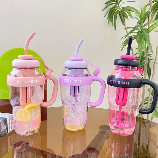 1300ML Large Capacity Plastic Water Bottle Cute Portable Children's Plastic Cup Leakproof