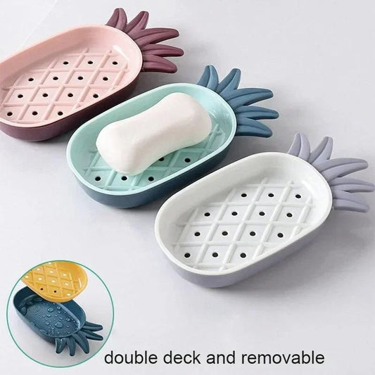 Creative Pineapple Shape Drain Soap Box Soap Storage Box Easy Clean Soap Dishes Holder