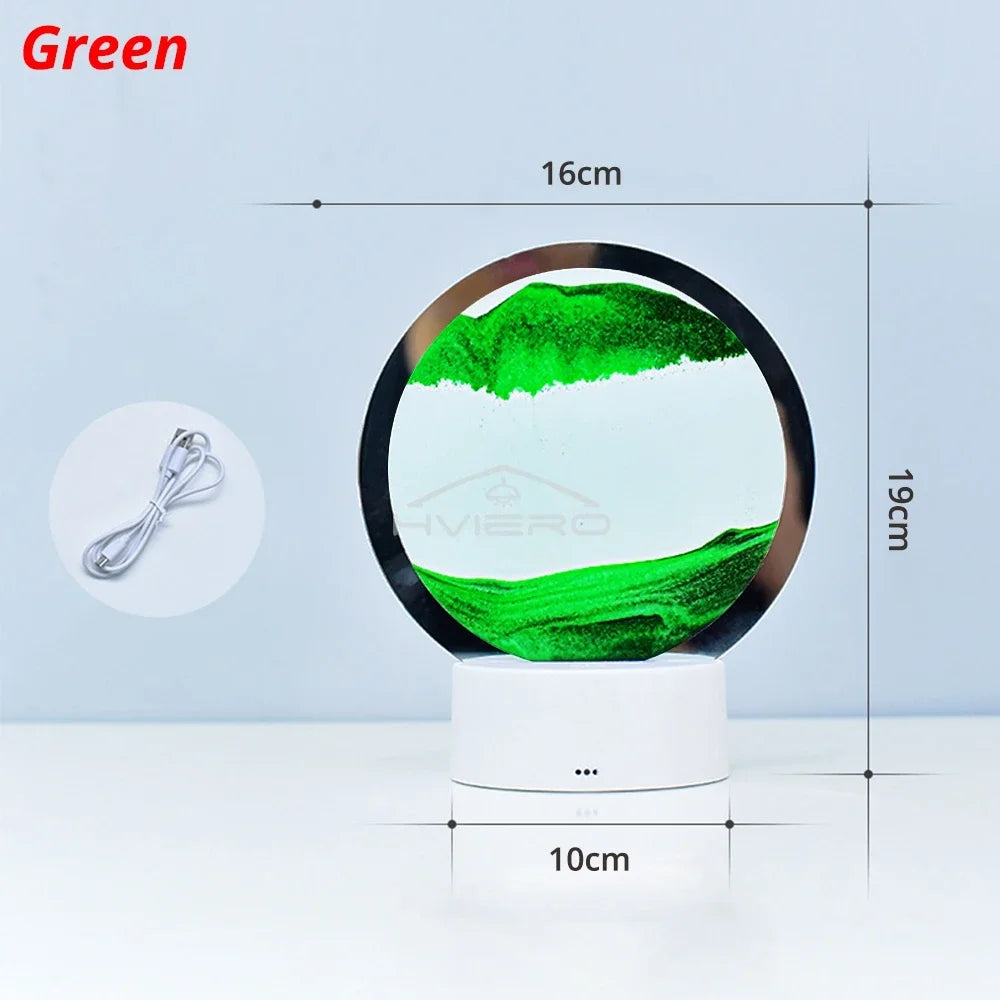 3D Moving Sand Art Picture Round Glass Deep Sea Sandscape Hourglass Quicksand Craft
