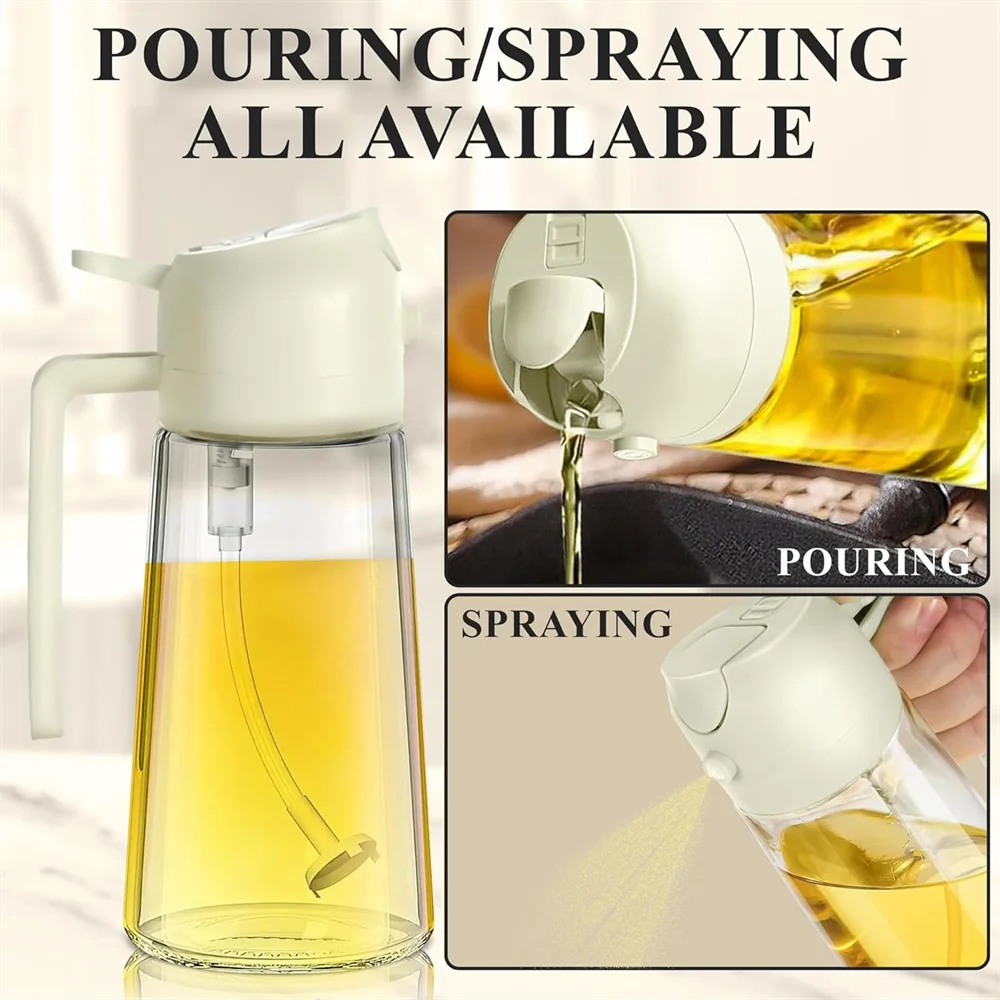 2 in 1 Oil Dispenser-Oil Sprayer,Oil Sprayer for Cooking,Food-grade 470ML