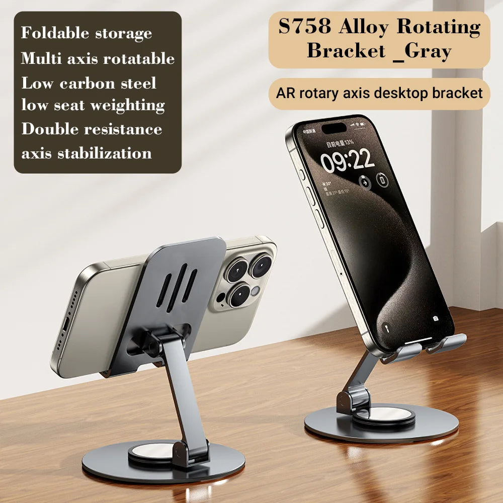 720° Rotate Aluminum Alloy Tablet & Mobile Holder – Adjustable Foldable Stand