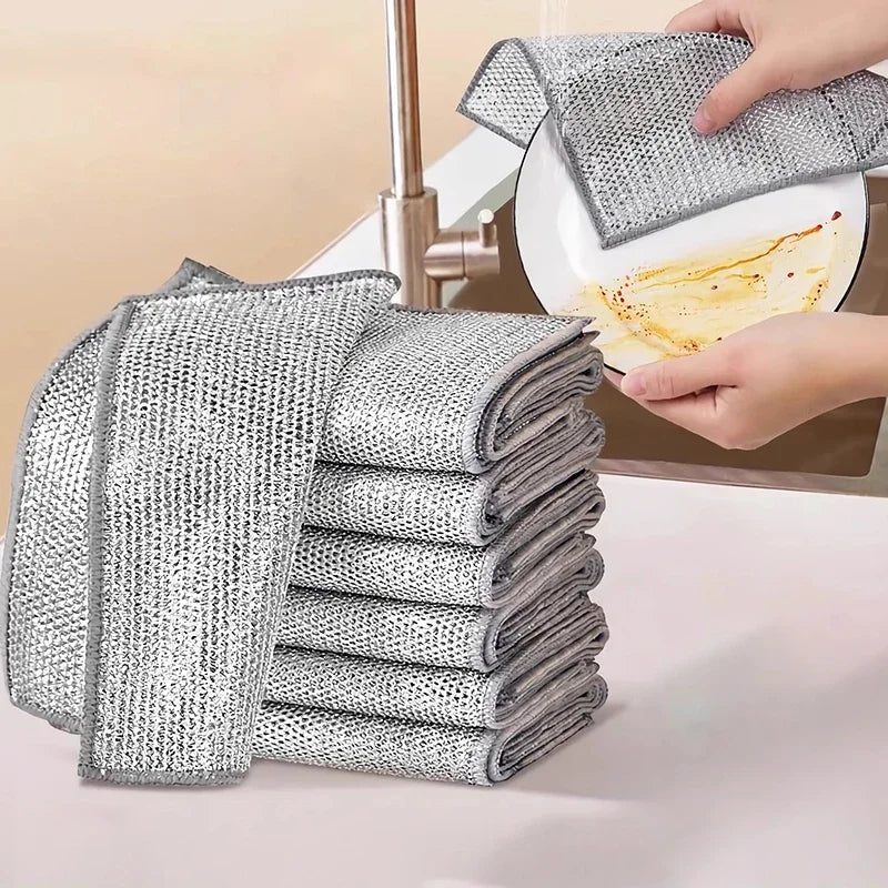 10 Pcs Magic Cleaning Cloth Double-sided Metal Steel Wire Rags