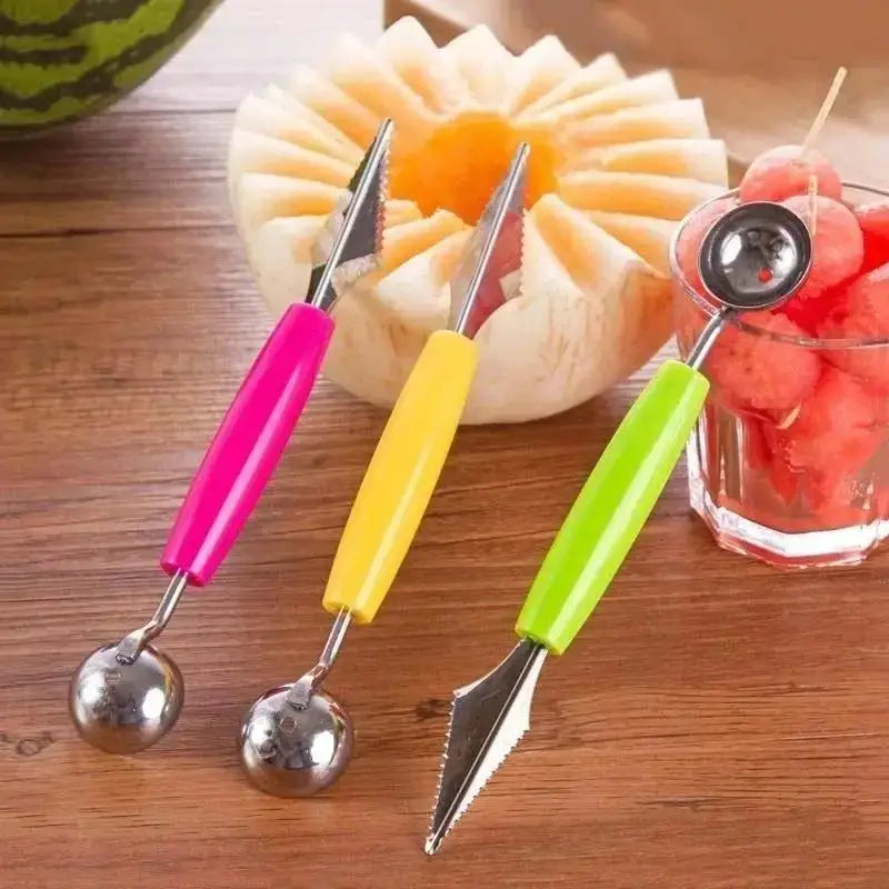 Stainless Steel Fruit Digger Cut Watermelon Artifact Ball Ice Cream Round Spoon Carving Knife